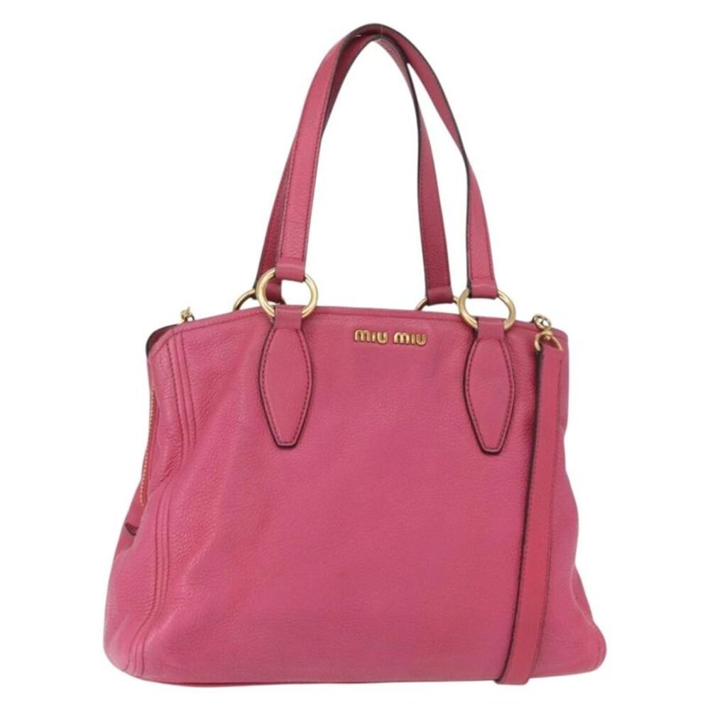 Miu Miu Phenix Convertible Tote Leather Pink Leather Tote Bag Bag